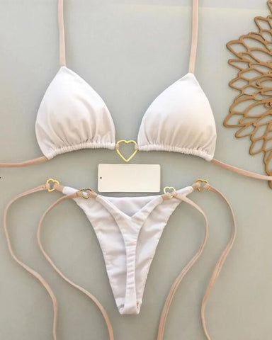 Sexy Halter Solid color Bikini Set Women's Swimsuit Two-piece
