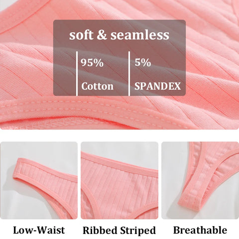 7PCS Women Cotton Striped Thongs