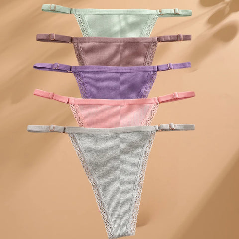 5PCS/Set Sexy G-string Panties Cotton Women's