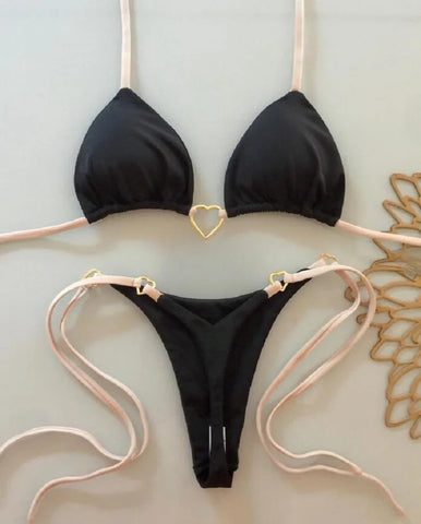 Sexy Halter Solid color Bikini Set Women's Swimsuit Two-piece