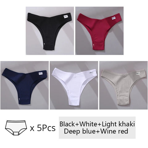 5Pcs/Set Women Cotton Brazilian Panties V