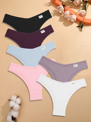 6PCS/Set Cotton Waffle Underwear for Women