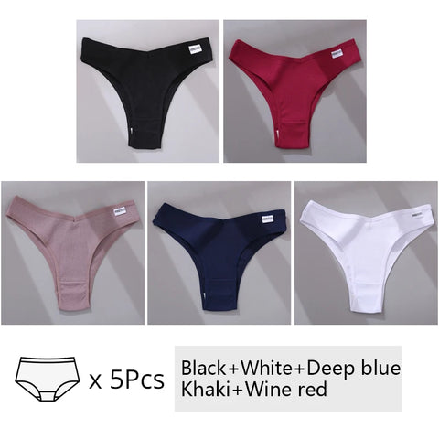 5Pcs/Set Women Cotton Brazilian Panties V