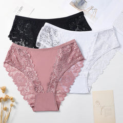 5PCS/Set Lace Cotton Patchwork Bikini Panties
