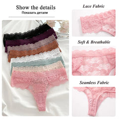 3Pcs Lace Sexy Thongs Women Trendy Floral Panty Lingerie