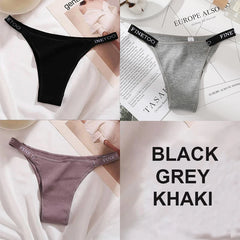 3PCS/Set Cotton Sexy Panties Thong Women's