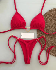 Sexy Halter Solid color Bikini Set Women's Swimsuit Two-piece
