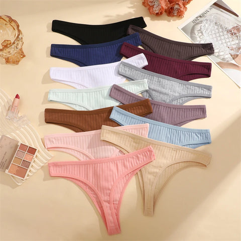 7PCS Women Cotton Striped Thongs