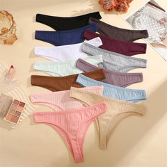 7PCS Women Cotton Striped Thongs