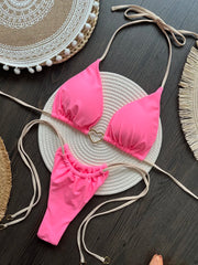 Sexy Halter Solid color Bikini Set Women's Swimsuit Two-piece