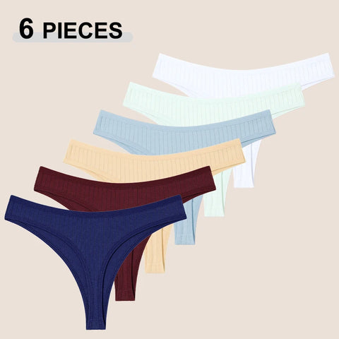 6Pcs/Set Women'S Thongs Panties Female