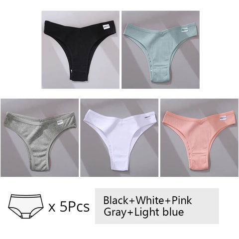 5Pcs/Set Women Cotton Brazilian Panties V