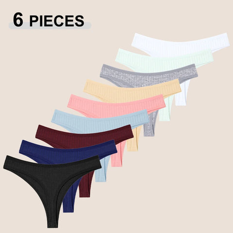 6Pcs/Set Women'S Thongs Panties Female