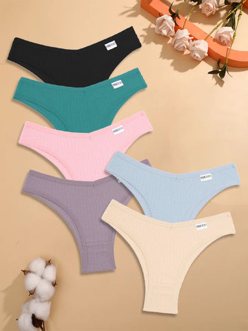 6PCS/Set Cotton Waffle Underwear for Women