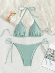 Shiny Sparkling Halter Strappy Bikini