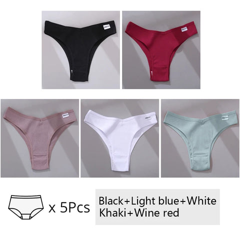 5Pcs/Set Women Cotton Brazilian Panties V