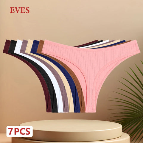 7PCS Women Cotton Striped Thongs